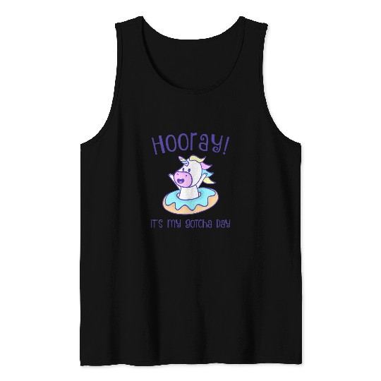 Unicorn Pet Kids Hooray Its My Gotcha Day Unicorn Donut Adoption Foster Tank Tops