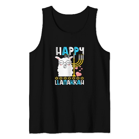 Llama Pet Funny Happy Llamakkah Hanukkah Chanukah  Jewish Llama Tank Tops