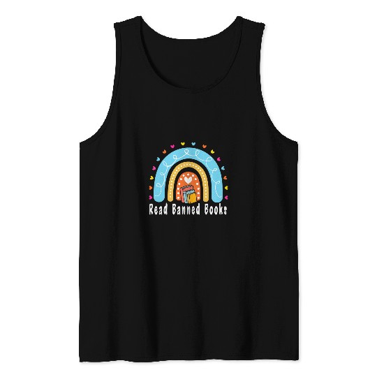 Book Fun I Read Banned Books Week Rainbow Readers Librarian Tank Tops