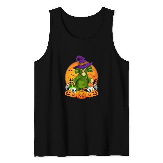 Dinosaur Pet Skull Scary Pumpkin Skull Witch Triceratops Dinosaur Halloween 85 Tank Tops