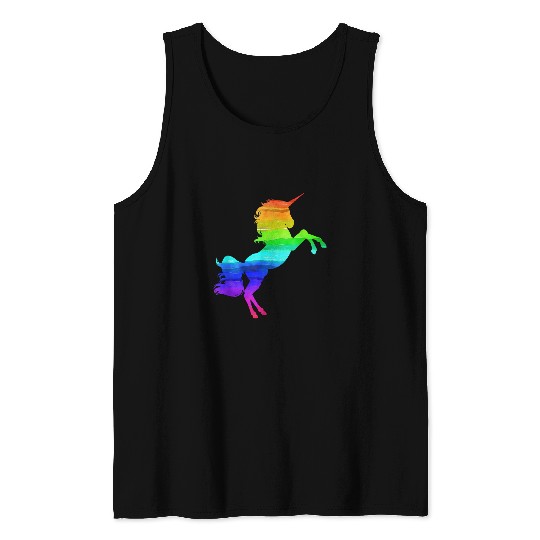 Unicorn Pet Funny Colorful Rainbow Unicorn Horse Tank Tops