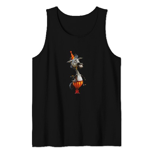 Donkey Pet Funny Carnival Laughing Donkey with Hat Costume Fancy Dress Tank Tops