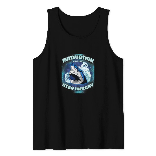 Shark Pet VanMoore Shark Motivation Stay Hungry Gym Oversized Graphic Tank Tops