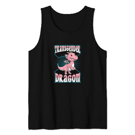 Dragon Pet Transgender Dragon LGBTQ Mythical Transgender Pride Flag Tank Tops