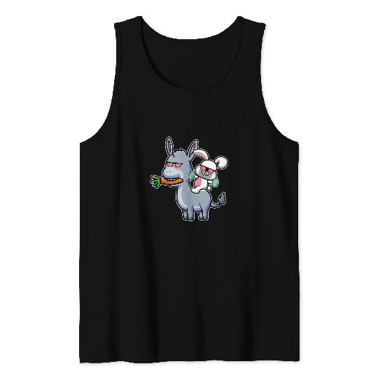 Donkey Pet Easter Bunny Riding On Donkey Cute Easter Egg Hunt Kids Tank Tops