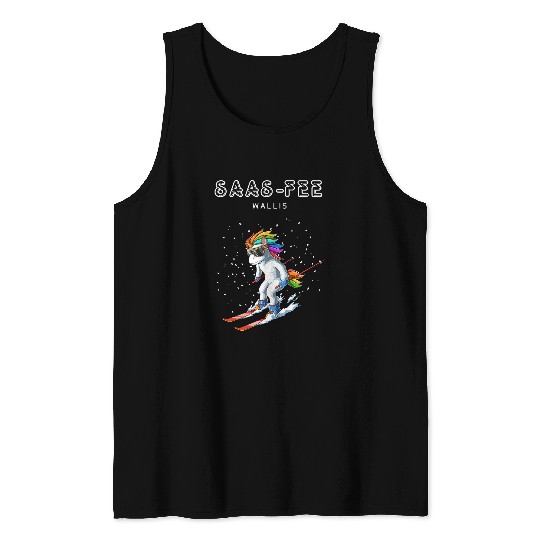 Unicorn Pet Saas Fairy Wallis Switzerland Retro Ski Snowboard Tank Tops