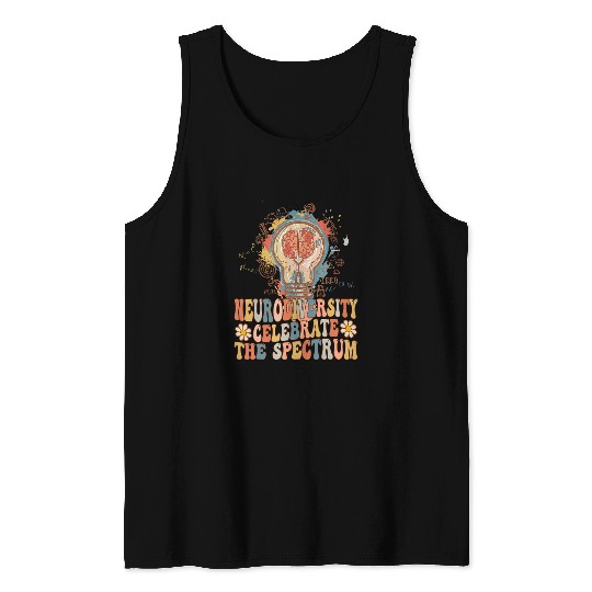 Autism Puzzle Neurodiversity celebrate the spectrum Brain Autism Awareness 4 Tank Tops