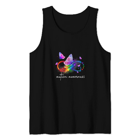 Autism Puzzle Neurodiversity Symbol Rainbow Infinity Tank Tops