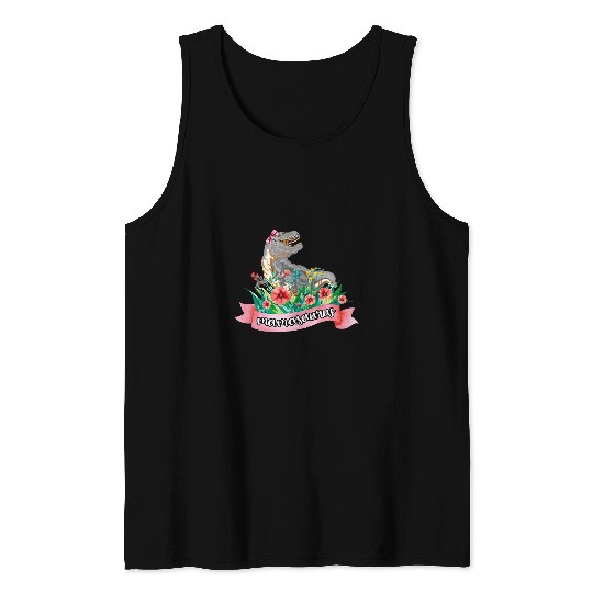 Dinosaur Pet Mamasaurus rexs Floral Mothers Day Mom Tank Tops