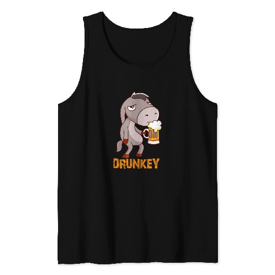 Donkey Pet Drunkey Funny Donkey with Beer Alcohol Horse Mule Tank Tops
