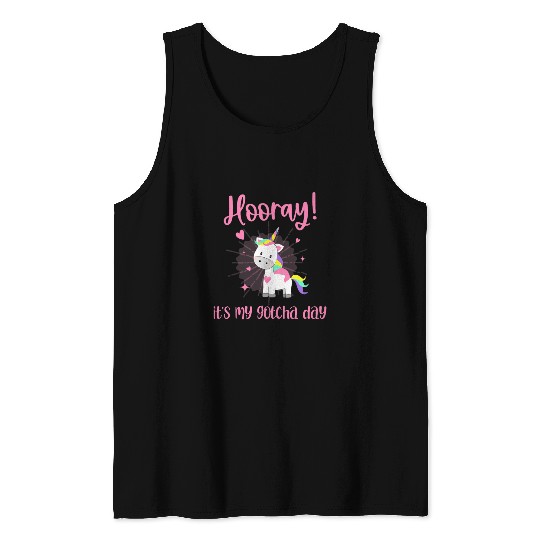 Unicorn Pet Kids Hooray Its My Gotcha Day Adoption Unicorn Adopting Tank Tops