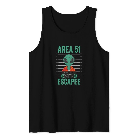 Aliens UFO Area 51 Escapee Funny Green Alien UFO 2Funny Alien 2 Tank Tops