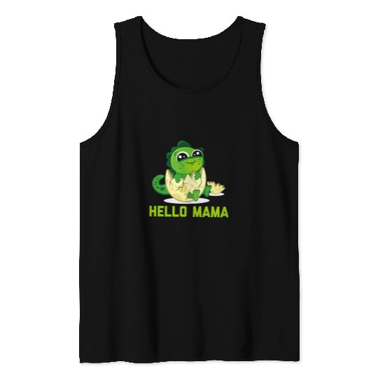 Dinosaur Pet Cute Hello Mama Newborn Announcement Baby Dinosaur Birth Tank Tops