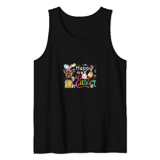 Happy Easter Yorkshire Terrier Cosplay Bunny Chocolate Eggs Tank Tops