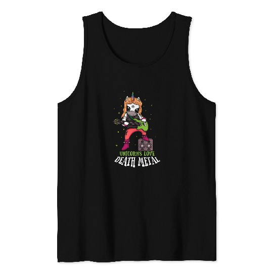 Unicorn Pet Satanic Rainbow Unicorn Love Heavy Rock Music Lover Metal Tank Tops