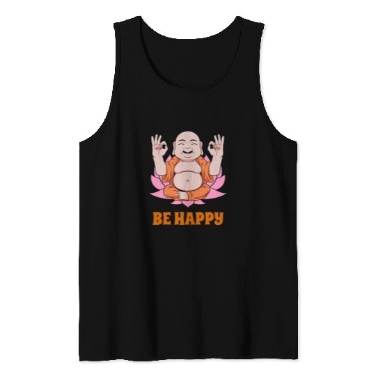 Buddha Monk Namaste Praying Pray Smile Happy Laugh Buddhism 217 Tank Tops