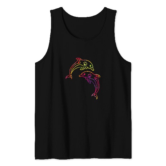 Dolphin Pet Gift Dolphin Couples Jumping Tank Tops