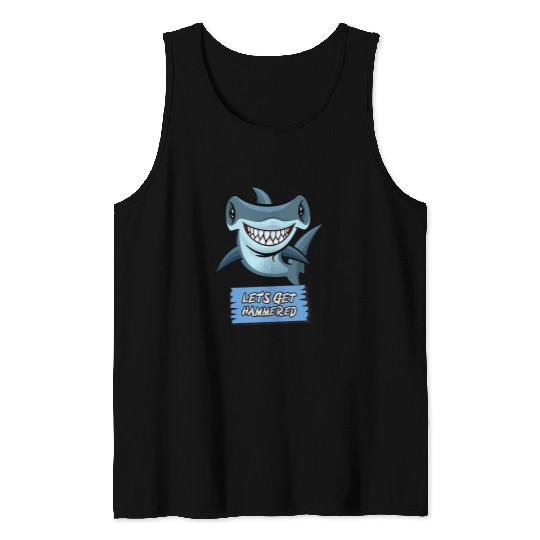 Shark Pet Lets Get Hammered Hammerhead Shark Funny Drinking Tank Tops