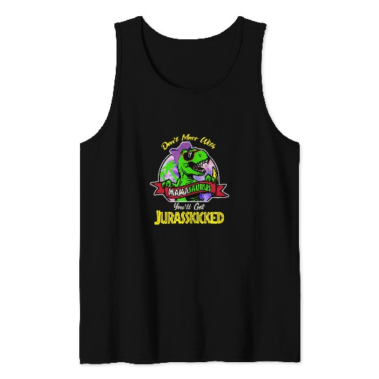 Dinosaur Pet Mamasaurus Funny TRex Dinosaur Bandana Sunglass Jurasskicked Tank Tops