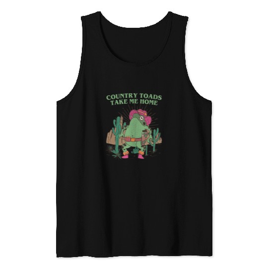 Frog Pet Country Toads Take Me homes Cowboy Frog Cool Western Toad Tank Tops