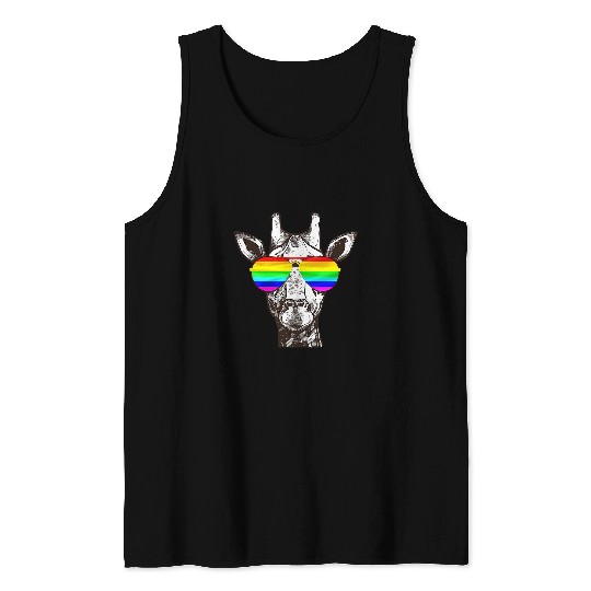 Giraffe Pet Gay Pride Rainbow Flag Rainbow Giraffes LGBTQ Tank Tops