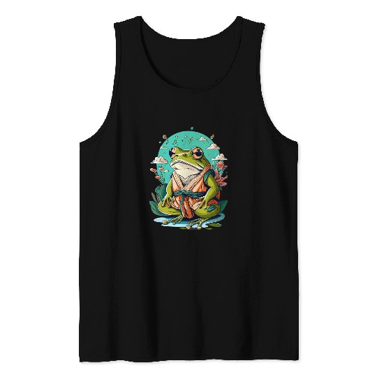 Frog Pet cute cottagecore frog grumpy japanese frog karate sensei Tank Tops