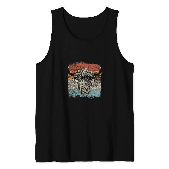 Cow Pet Scottish Highland Cow Cattle Hairy Cow Flowers Woman 01 Tank Tops