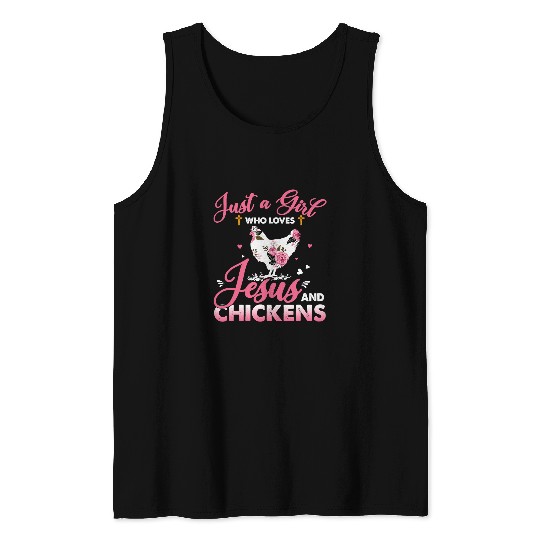 Chicken Pet Just A Girl Who Loves Jesus And Chickens Floral Chicken Tank Tops