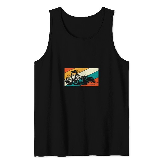 Bulldozer Fun Construction Vehicle Construction Worker Truck Tank Tops