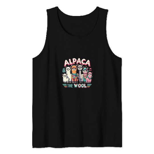 Llama Pet The Wool Funny Graphic Tees Tank Tops
