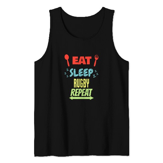 Sport Rugby Eat Sleep Rugby Repeat Funny Rugby 1 Tank Tops