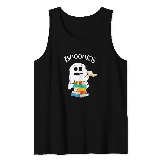 Book Fun cute ghosts pun booooks reading book halloween teacher Tank Tops