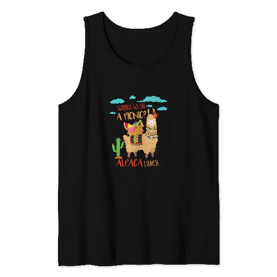Llama Pet Costume Picnic Adventure Alpaca Picnic Tank Tops