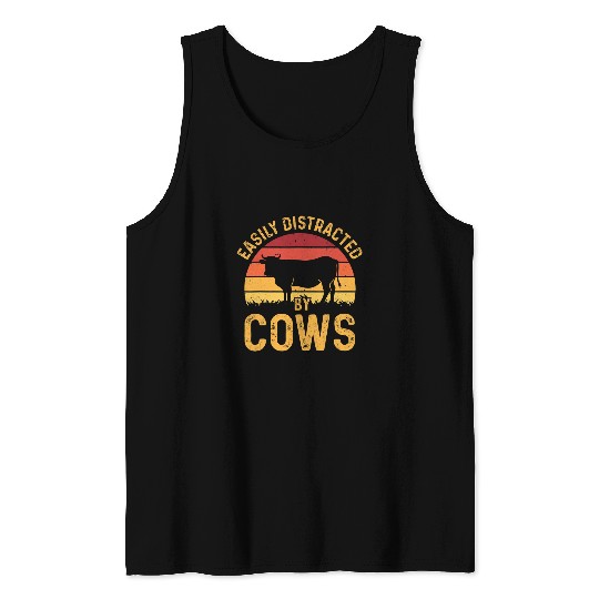 Cow Pet Easily distracted by Cows Harvest Farming Barn Cattle 085 Tank Tops
