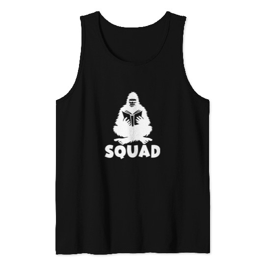 Book Fun Bigfoot Reading A Book Squad Men Women Kids Tank Tops
