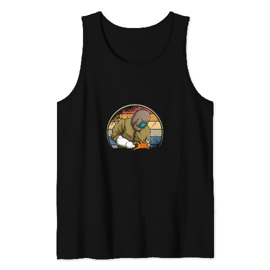 Welder Job Ironworker Retro vintages Contractor Tradesman Welder Mason Tank Tops