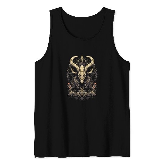 Goats Pet Baphomest Goats Head Satanic Witchcraft Occult Graphic Tank Tops