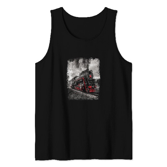 vintages Train Steam Locomotive Engine Old Model Lovers Tank Tops