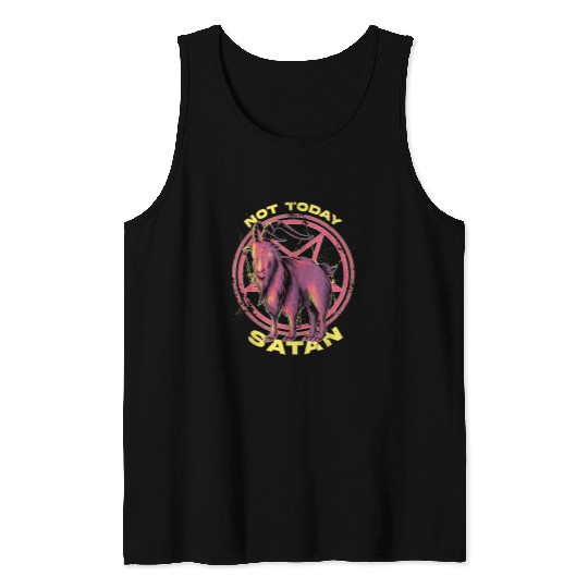 Goats Pet Not Today Satan Baphomest Goats Pentagram Pagan Occult Wiccan19 Tank Tops