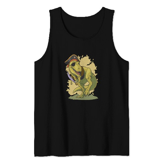 Dinosaur Pet Pirate Dinosaur Pirate Saurus Tyrannosaurus TRex Pirate Boy Tank Tops