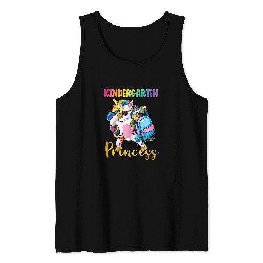 Unicorn Pet Kids Kindergarten Princess Dab Unicorn Girls First Day of School Tank Tops