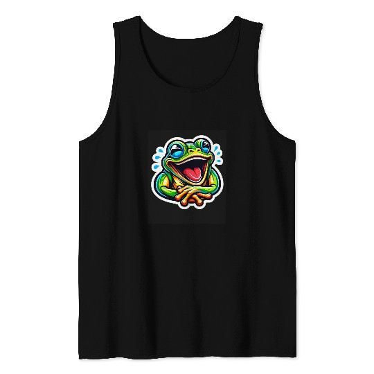 Frog Pet Cute Happy Frog Laughing Smiling Animal Toad Lover Tank Tops