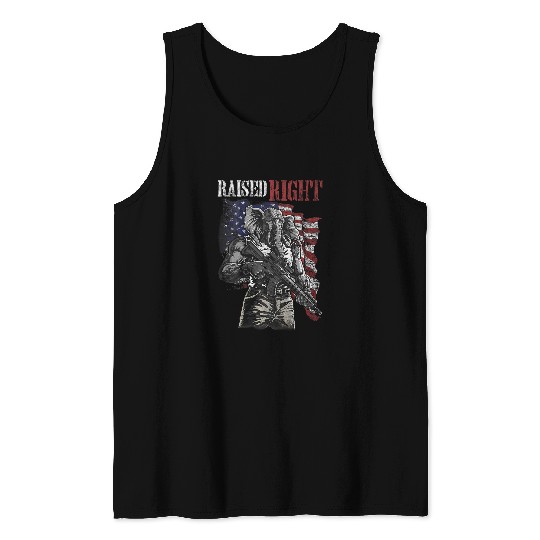 Elephant Mammal raised right elephant usa flag Tank Tops