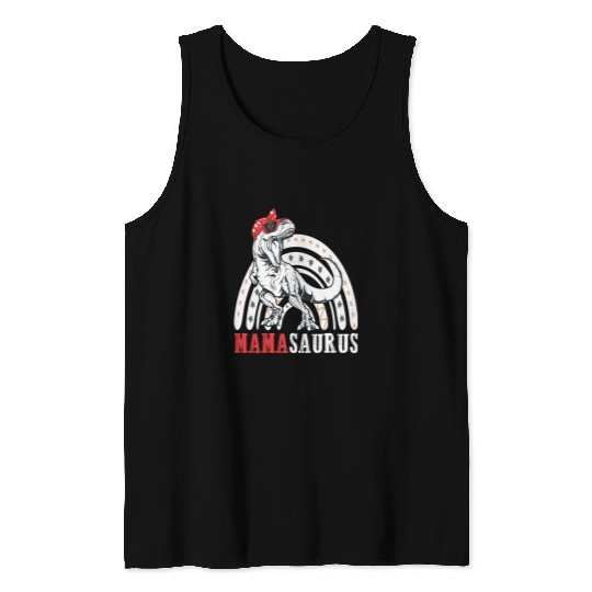 Dinosaur Pet Mamasaurus T rexs Dinosaur Mama Saurus Rainbow Matching Women Tank Tops
