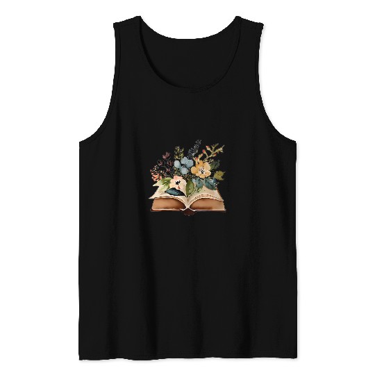 Floral Watercolor vintages Books Wildflower Bookworm Tank Tops