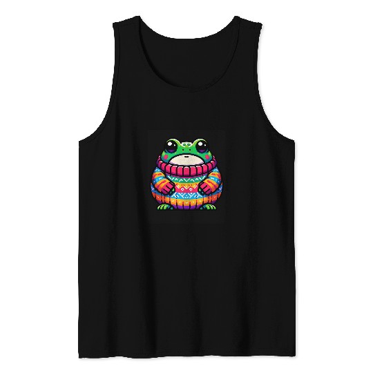 Frog Pet Cute Fat Chubby Frog With Sweater Animal Toad Lover Tank Tops