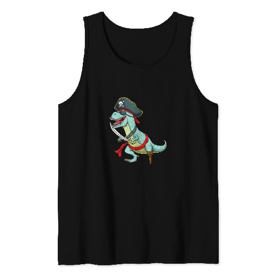 Dinosaur Pet Pirate Dinosaur T rexs Funny Tyrannosaurus Halloween Costume 2 Tank Tops