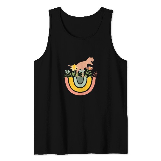 Dinosaur Pet TRex Trex Tyrannosaurus Jurassic Dino Rainbow Boho Bohemian Tank Tops