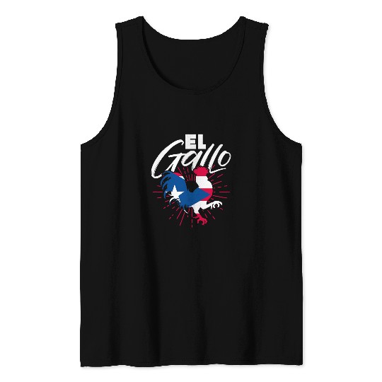 Chicken Pet El Gallo Rooster Puerto Rico Flag Puerto Rican Farmer Tank Tops