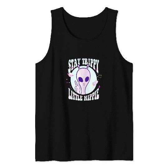 Aliens UFO Trippy Alien Hippie Retro Future Tank Tops